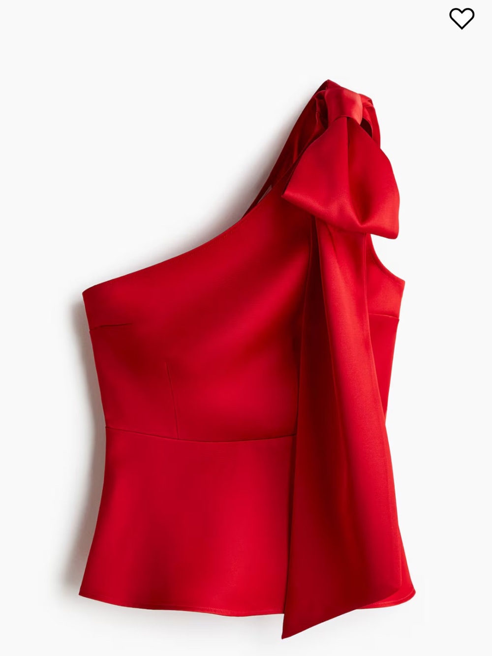 H&M Red Bow Detail Women’s One Shoulder Top Size Small